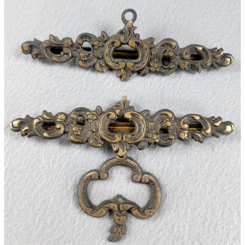 Vintage Scandinavian Brass Tapestry Hangers Ornate Bell Pull Hardware